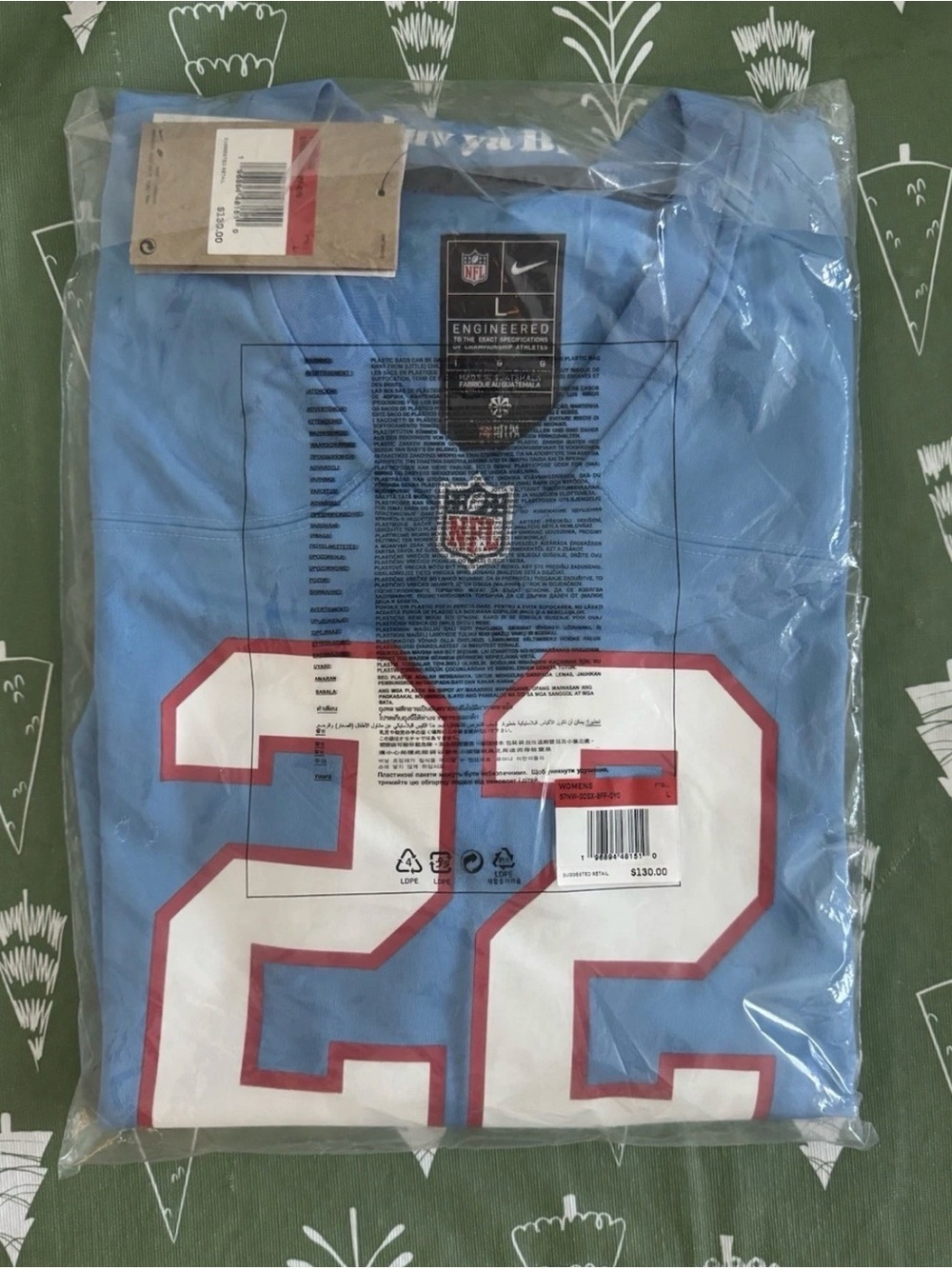 Nike Derrick Henry #22 Titans Oilers Throwback Game Jersey Women's L NWT NFL - Picture 5 of 8